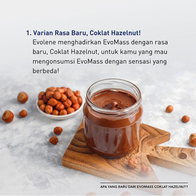 EVO MASS 2 LBS 912GR GAINER  BPOM HALAL EVOMASS GRAM EVOLENE EVOMAS MAS SUSU PROTEIN COKLAT HAZELNUT EVOLIN EVOLINE VANILA VANILLA ICE CREAM GAINER PENAMBAH BERAT BADAN PENGGEMUK