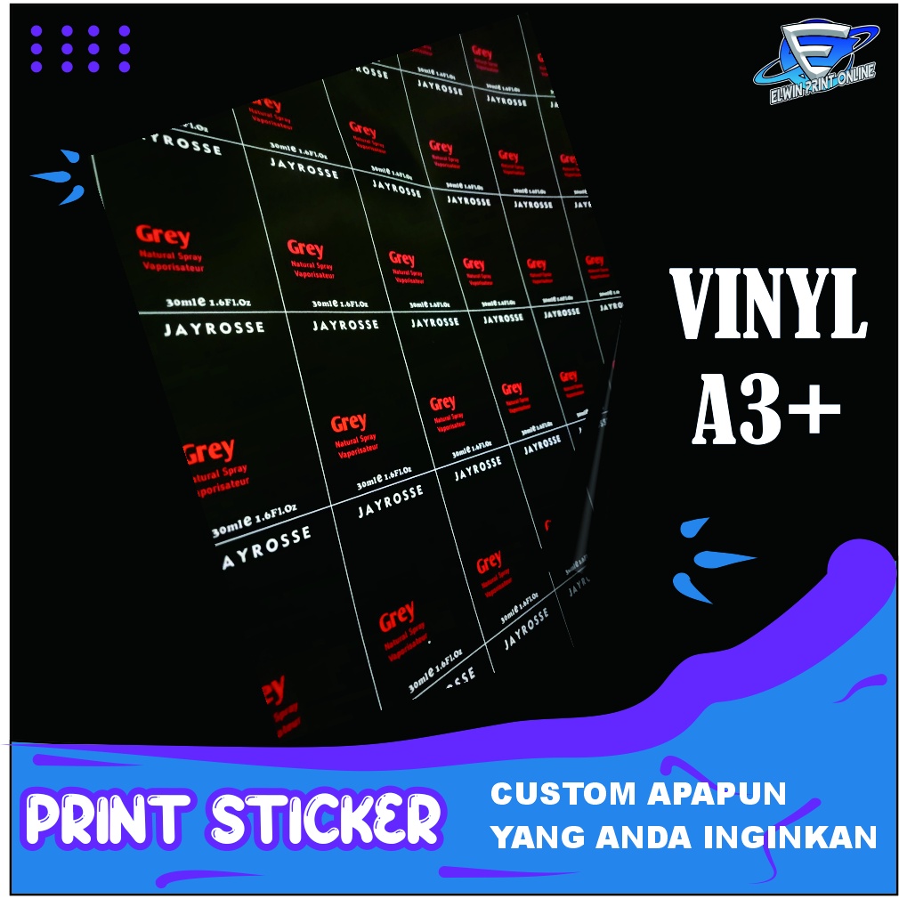 

stiker label-Cetak Stiker vinyl A3+KissCut/Glossy/Doff/transparant