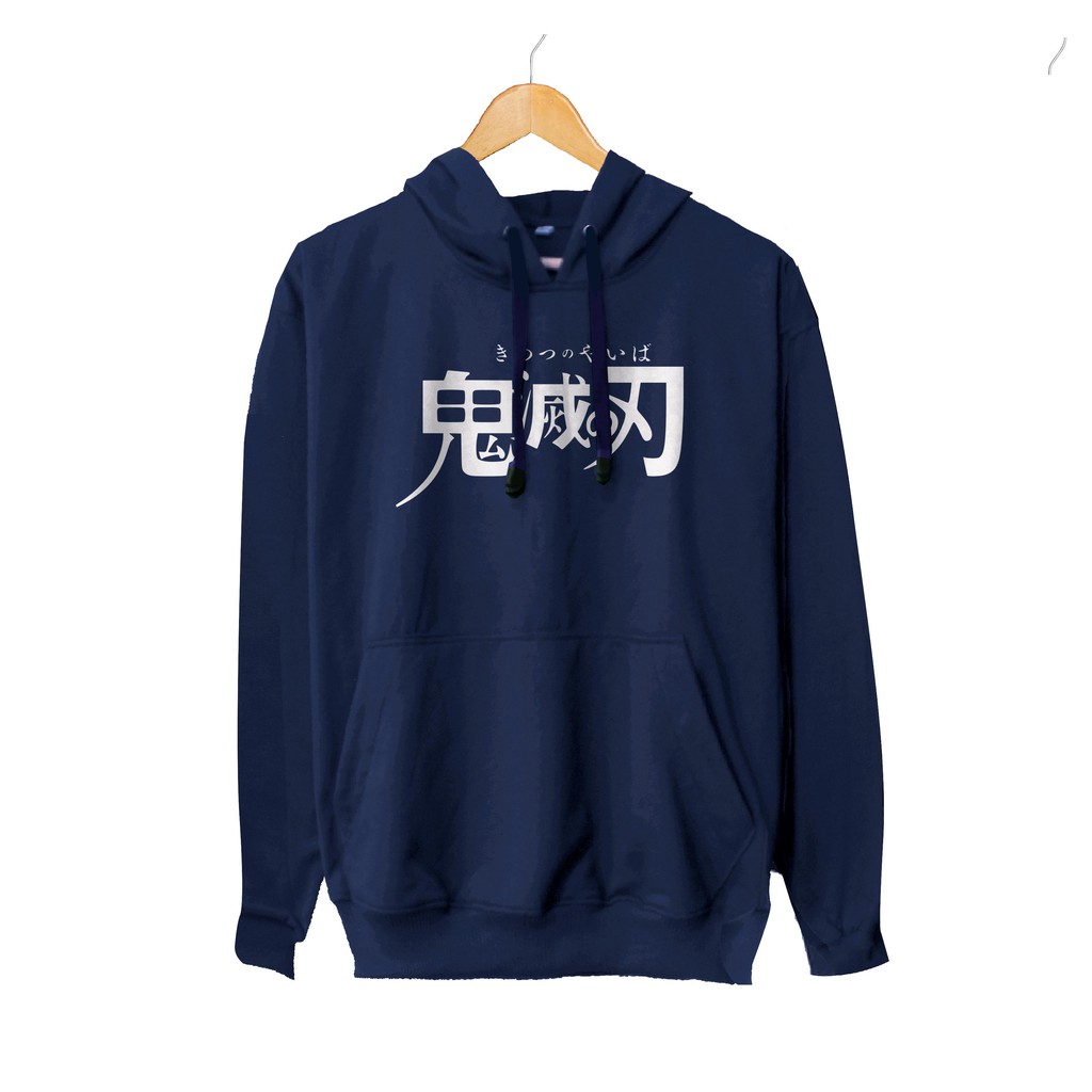 Jaket hoodie jumper anime DEMON SLAYER logo original - KIMETSU NO YAIBA 100% cotton fleece