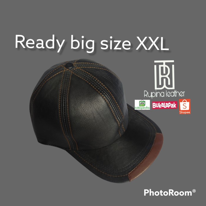 Topi Pria Topi pria kulit asli ready big size ukuran besar XXL - kombinasi, M 57-58cm(J9T8) Topi Bas
