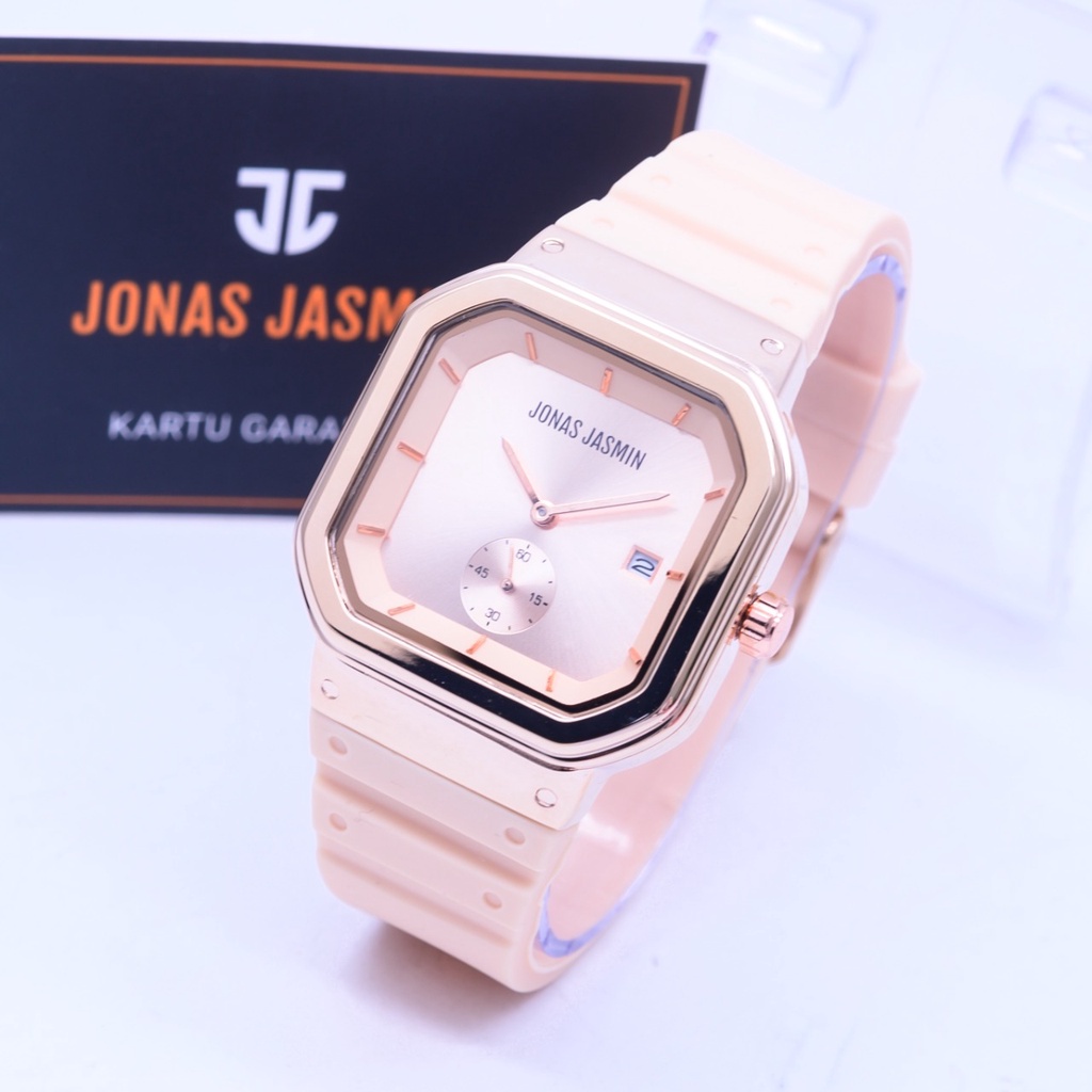 Jam Tangan Wanita Jonas Jasmin H8909B Tali Rubber Free Box &amp; Baterai