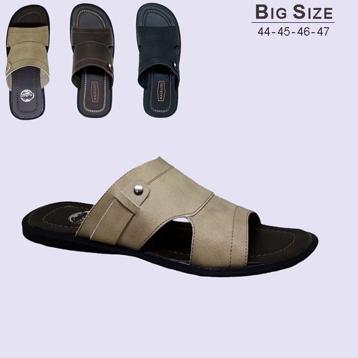 [9EE] Sendal Kulit Asli cowok malam formal- Sandal Big Size Pria resmi Selop kulit Ukuran Besar 44-4