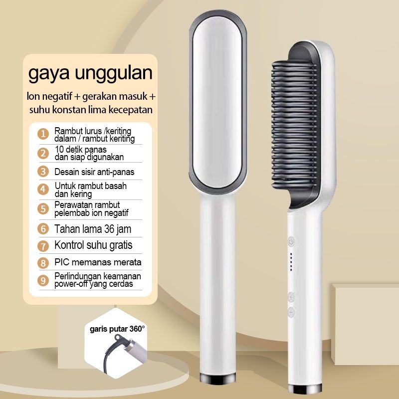 Catok Sisir Pelurus Rambut Hair Staightener curler 2 in 1 Catokan Rambut Listrik