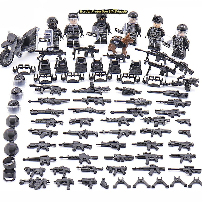 Mainan Lego Anak 6PCS/Set 2019 Modern SWAT Military Armed Forces Scene Soldiers Figure Weapon