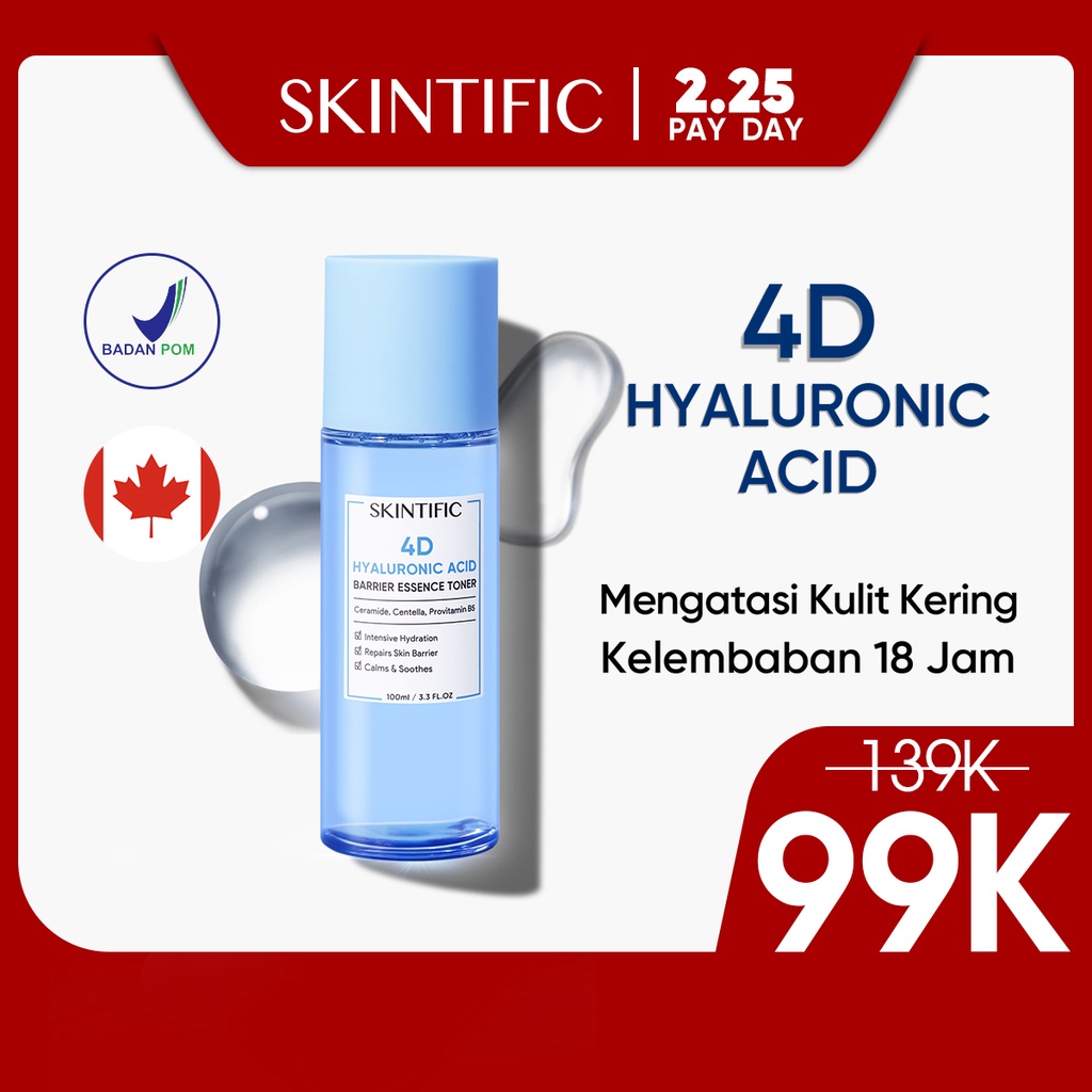 READY SKINTIFIC 4D Hyaluronic Acid (HA) Barrier Essence Toner Hydration Toner Defeat Dryness In10S 100ML【BPOM】