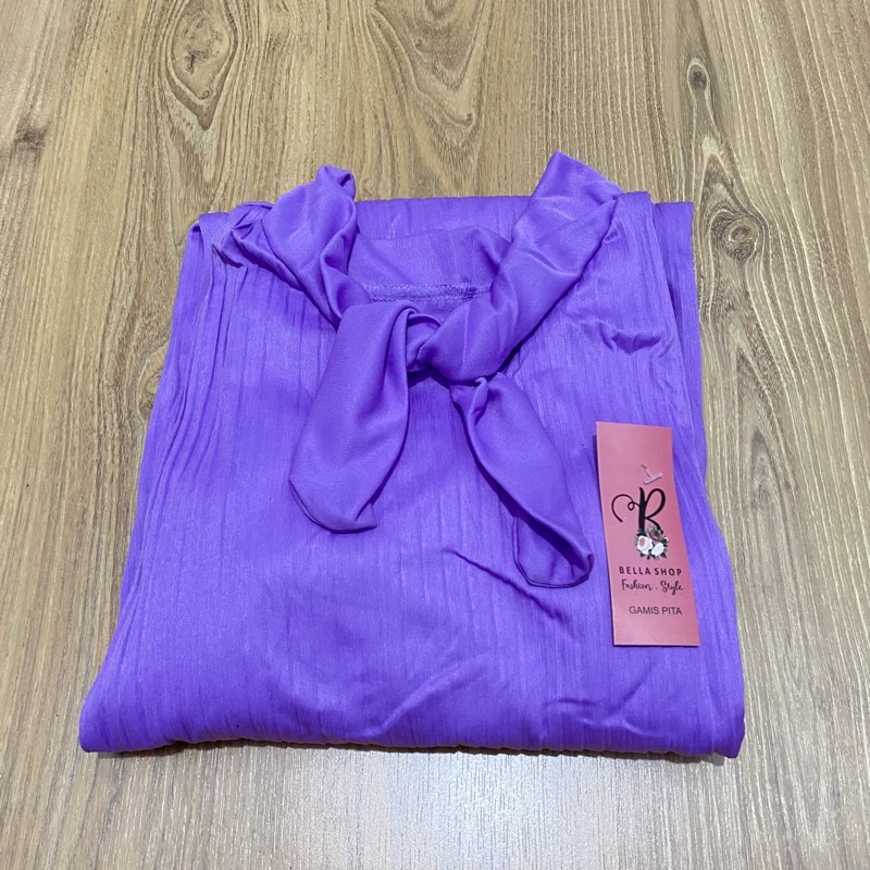 GAMIS PLISKET PITA MAYUNG JUMBO/ GAUDI  LONG DRESS PLISKET/ GAMIS DASI-Lilac