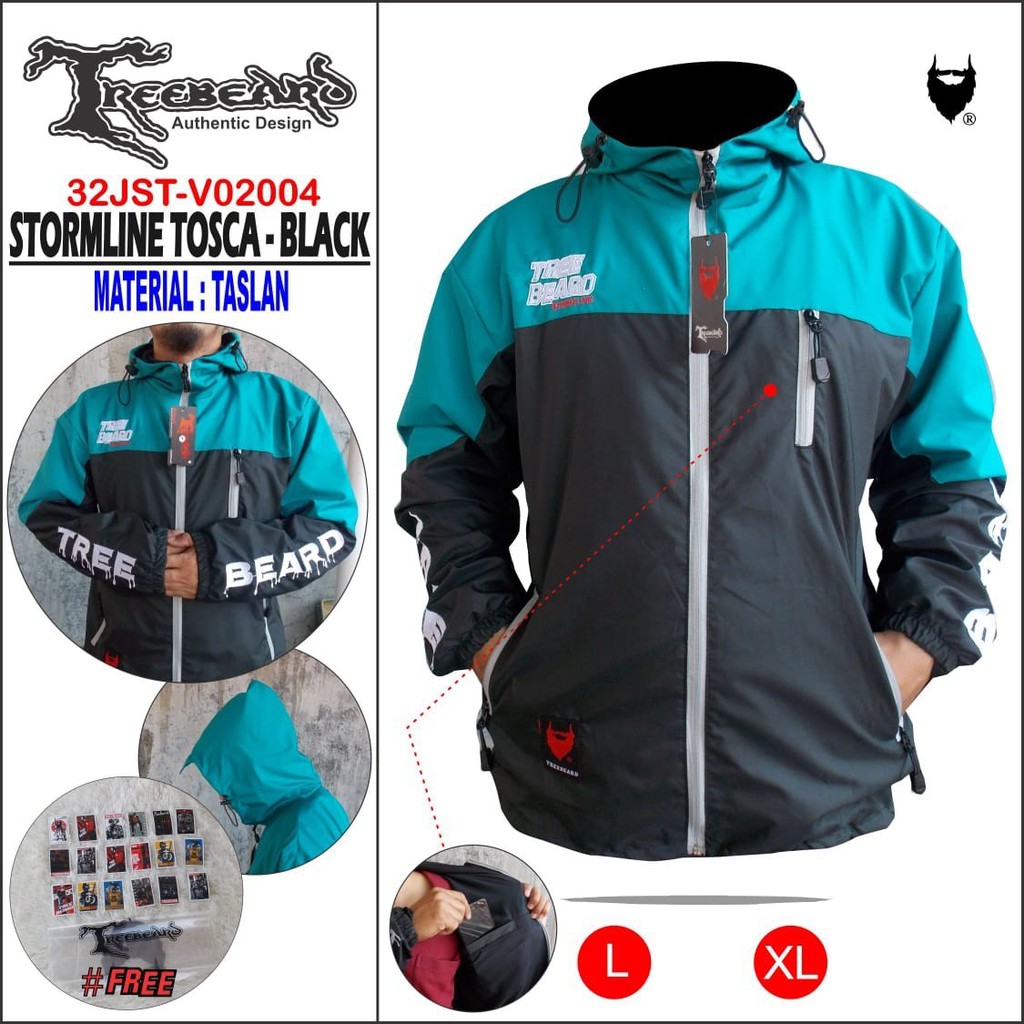 TERBARU ! Jaket Hoodie OUTDOOR Keren Pria Treebeard STROMLINE Anti Air - Jaket Anti Air - Jaket Gunung - Jaket Motor-ST TOSCA BLACK