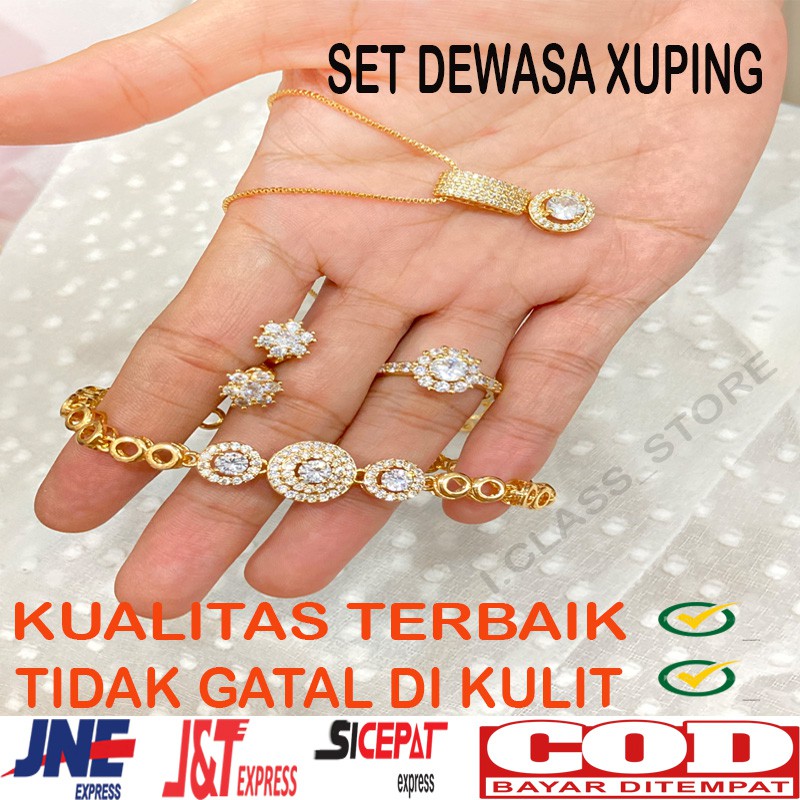 Set Perhiasan Kalung Gelang Anting Cincin aksesoris fashion wanita xuping asli kualitas terbaik