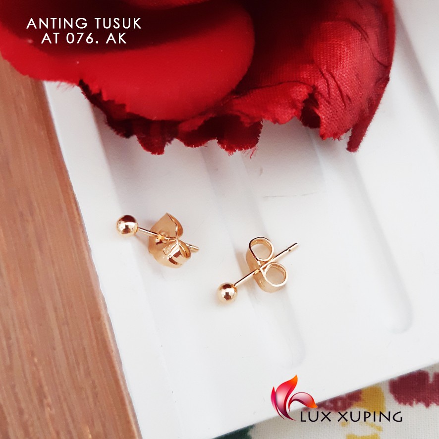 AT 040  Anting Xuping Premium Polos Tanpa Mata Zirkon Unisex Laki Perempuan Pentul Perhiasan Lapis Emas Imitasi Aksesoris Korea Boba Pentol Luxx Xuping