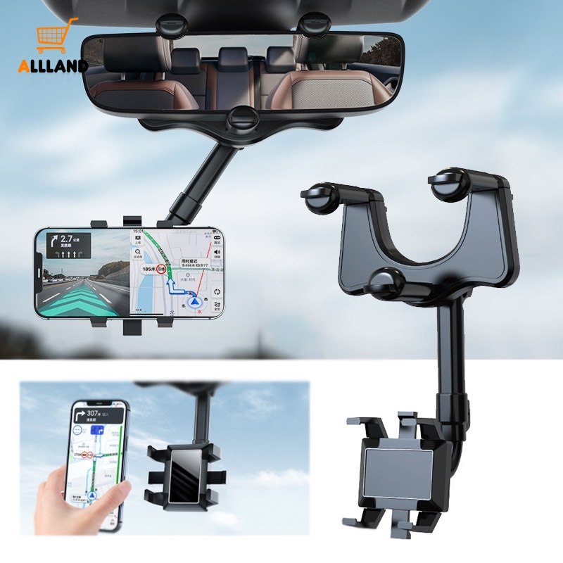 1 Pc Bracket Stand Holder Ponsel GPS Navigasi Universal Bahan ABS Dapat Ditarik 360 Derajat Untuk Kaca Spion Mobil