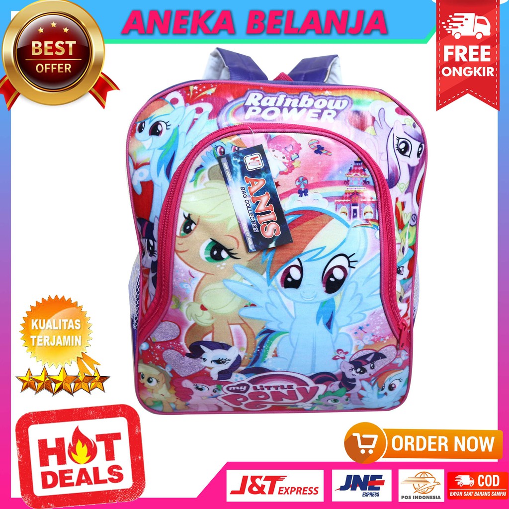 Ready Stock Tas Punggung Mika Pony Ungu Berkualitas Khusus Anak Cewek Tas Sekolah PAUD TK SD Stylish