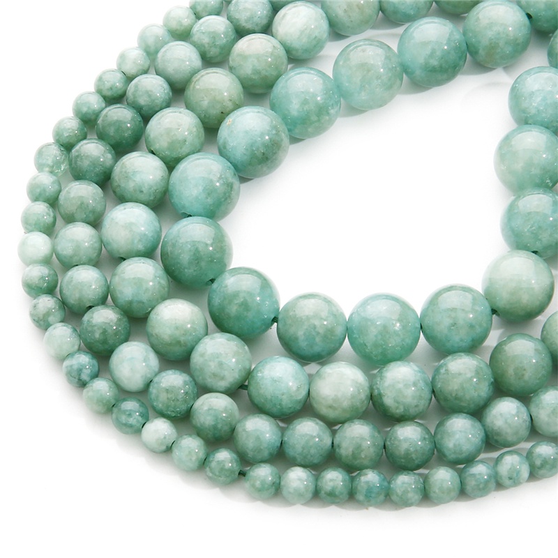 38 Cm 6-12 Mm 32-65 simulasi Burma Jade Hijau Massal Bulat Batu Manik-manik untuk Membuat Perhiasan DIY Gelang Kalung Aksesoris