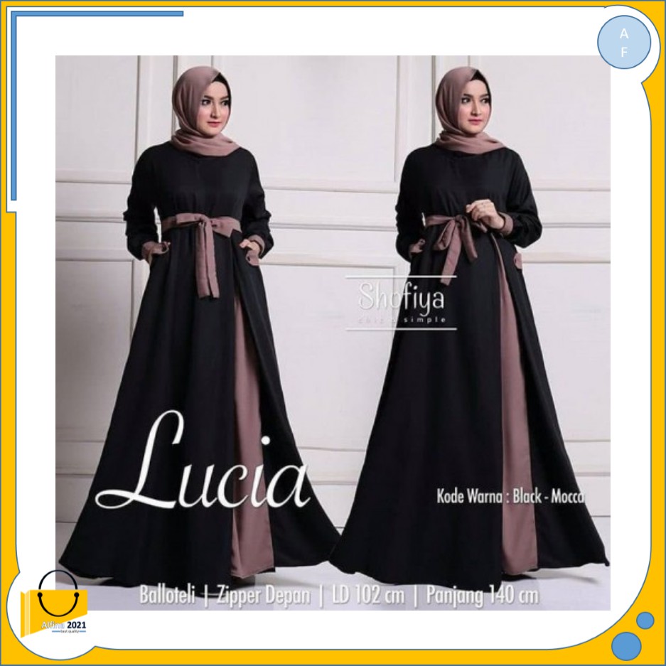 Busana Muslim Gamis Wanita  Terbaru 2021 Lucia Polos Syari Murah berkualitas