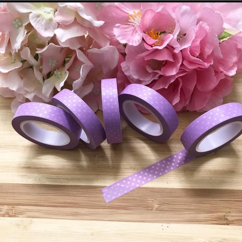 

Washimoshi Masking Washi Tape Slim Polkadot Purple Design (10 meter)