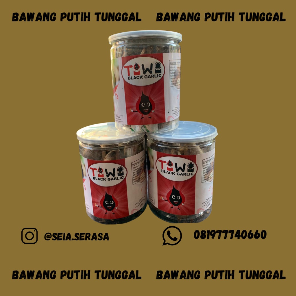 

Bawang Putih Tunggal (BLACK GARLIC) 3 Toples / HARGA HEMAT