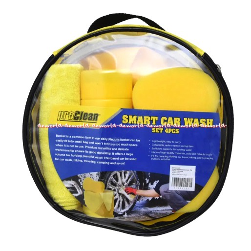 Proclean Smart Car Wash Set 4pcs Sponge Kanebo Ember Pembersih Cuci Mobil Pro Clean Bisa Ember Bisa Dilipat Untuk Travelling Proclin