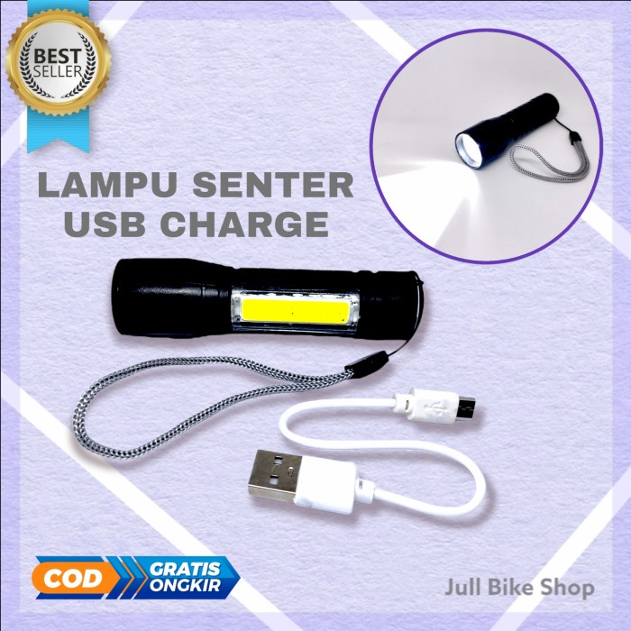 Lampu senter led mini usb super terang sepeda depan cas rechargeable