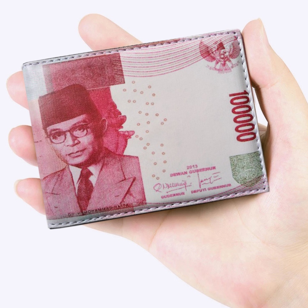 [JURAGAN TAS] REAL PIC Dompet Pria Motif DUIT Dompet Pendek Gambar Uang 100.000 75.000 50.000 Size 5