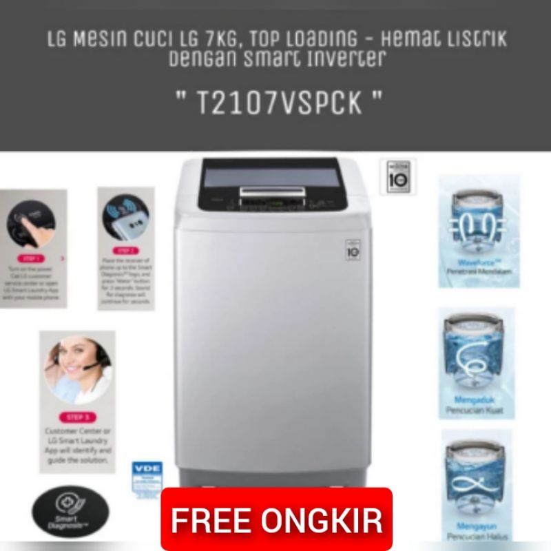 MESIN CUCI 1 TABUNG LG TOP LOADING T2107VSPCK T 2107 VSPCK T-2107VSPCK T2107 VSPCK 7KG 7 KG