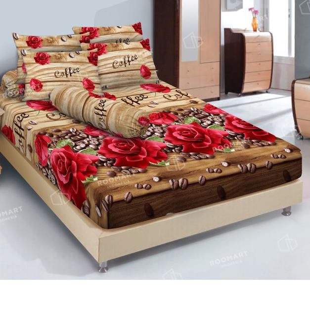 ۞ Sprei Deluxe Kintakun Brown Coffee Bantal 4 - Ukuran 180x200 ❉