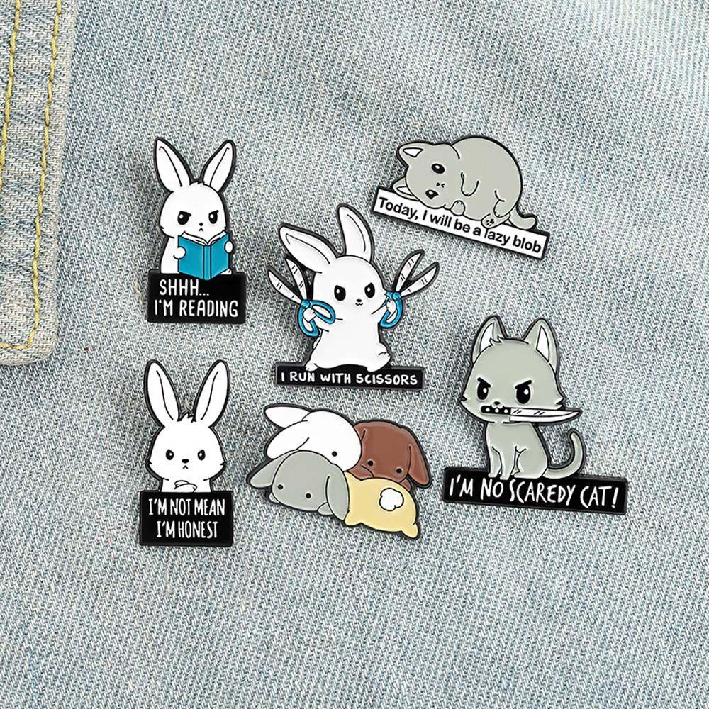 NEEDWAY Bunny Enamel Pin Hadiah Untuk Anak-Anak Kartun Kelinci Kerah Bros Travel Commemorative Lapel Pin Bros Pin
