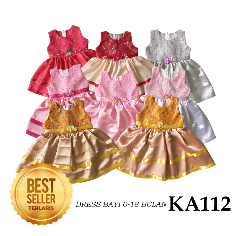 Gaun Pesta Anak 2 3 Tahun Dress Ulang Tahun Bayi Kado Import Baju Balita Mewah Bahan Satin Premium Brukat KA112