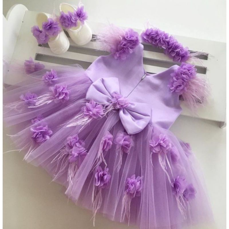 DRESS ANAK PEREMPUAN GAUN PESTA ULANG TAHUN BAYI PEREMPUAN DRESS TUTU ANAK PEREMPUAN GAUN UNGU LILAC