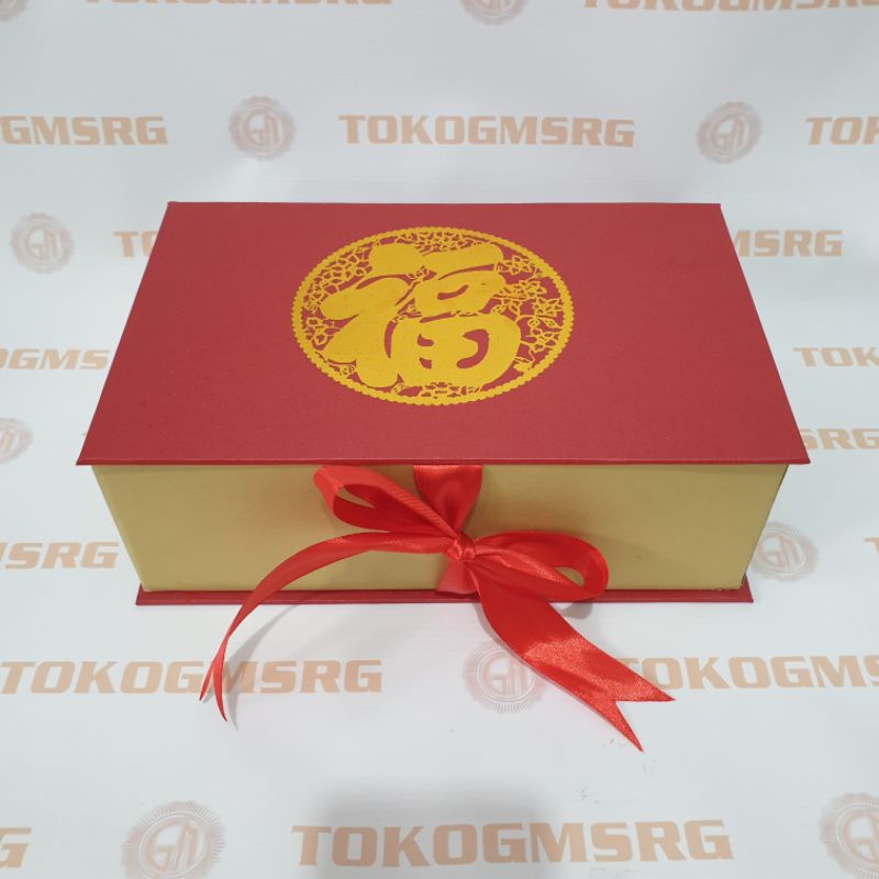 Hard Box Kotak Hampers Merah Imlek Mewah Toples 350g isi 3