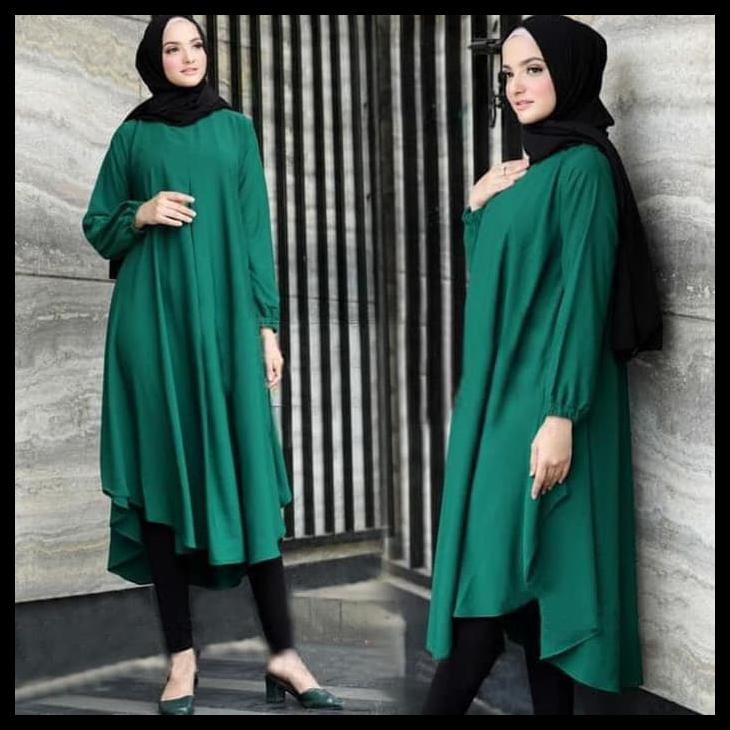 byeu amor tunik rinjani tosca sw tunik wanita wolly crepe hijau tosca usl3