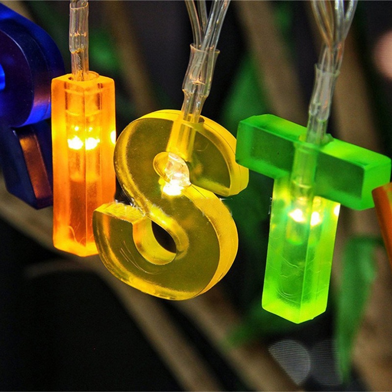 1.3m Creative Colored Merry Christmas And Happy Birthday Letter Shaped Battery Operated Lantern Led String Lights / Wedding Anniversary Decoration LED Fairy String Light