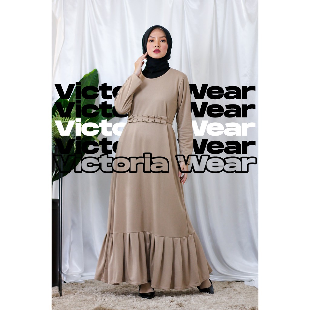 Berly Plit Long Dress Gamis Wanita Dewasa Remaja Muslimah - Dress Polos Lacost Gamis Khaki and Navy