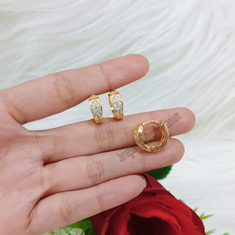 Anting Jepit Full Mata Mewah Super Cantik Anti Karat