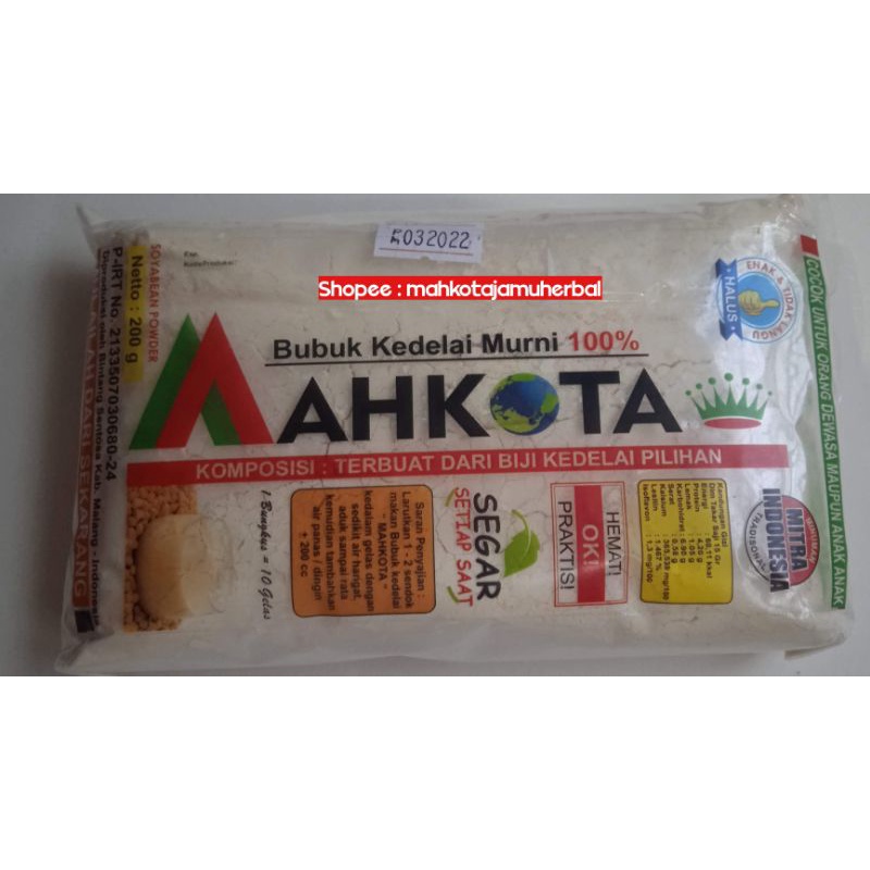 

SUSU KEDELAI BUBUK MURNI 100% MAHKOTA | SOYABEAN POWDER 200 GRAM SUSU DIET OLAHRAGAWAN