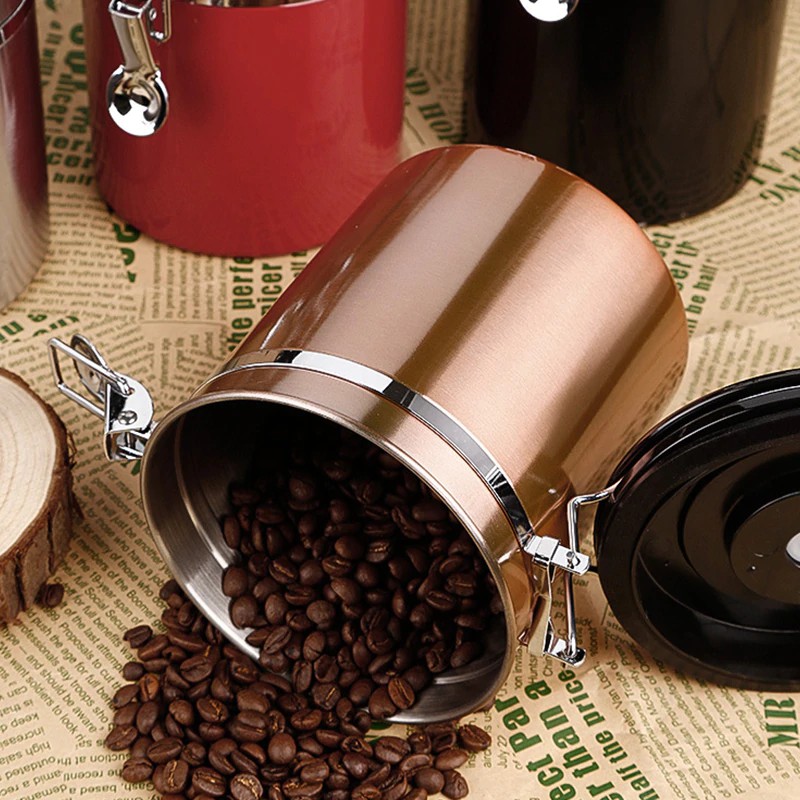 Stainless Steel Coffee Bean Sealing Can Tea Leaves Milk Coffee Powder Dry Grain Storage Jar With