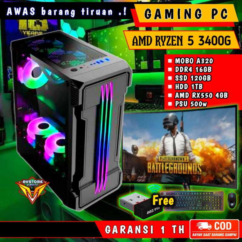 Pc Gaming Editing Fullset Monitor 24 Inch Siap Pakai Editing Gaming a1
