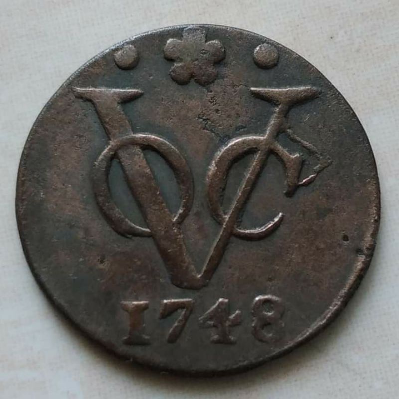 Koin Kuno 1 Doit VOC 1748 Holland - Kondisi Bagus