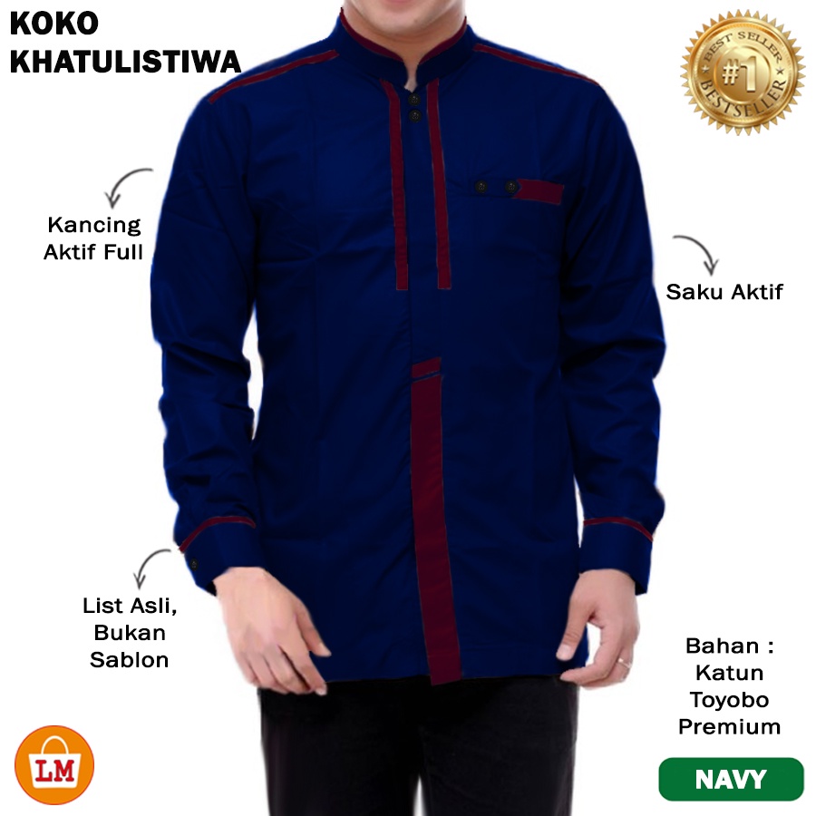 Baju Pria KOKO KHATULISTIWA Lengan Panjang Bahan Katun Toyobo Premium KEKINIAN TERMURAH TERLARIS LMS 27356