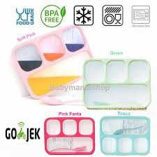 Lunch box / kotak tempat makan sekat 4 grids leak proof bpa free