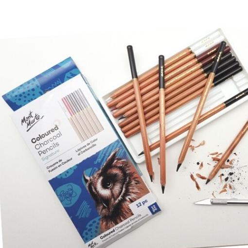 

(PERALATAN MENGGAMBAR) MONT MARTE COLOURED CHARCOAL PENCILS SET 12 MPN0042 COD