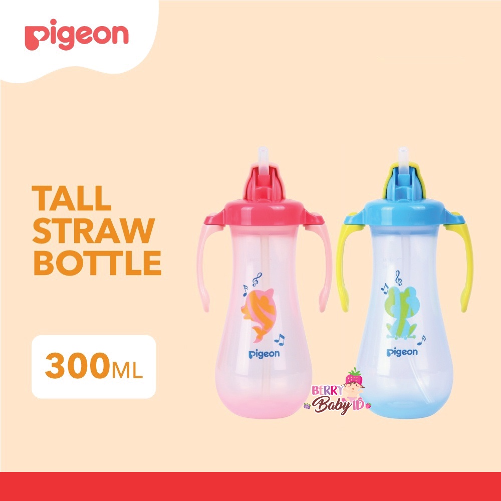 Pigeon Tall Straw Bottle Botol Minum Sedotan Bayi Anak BPA Free 300 ml Berry Mart