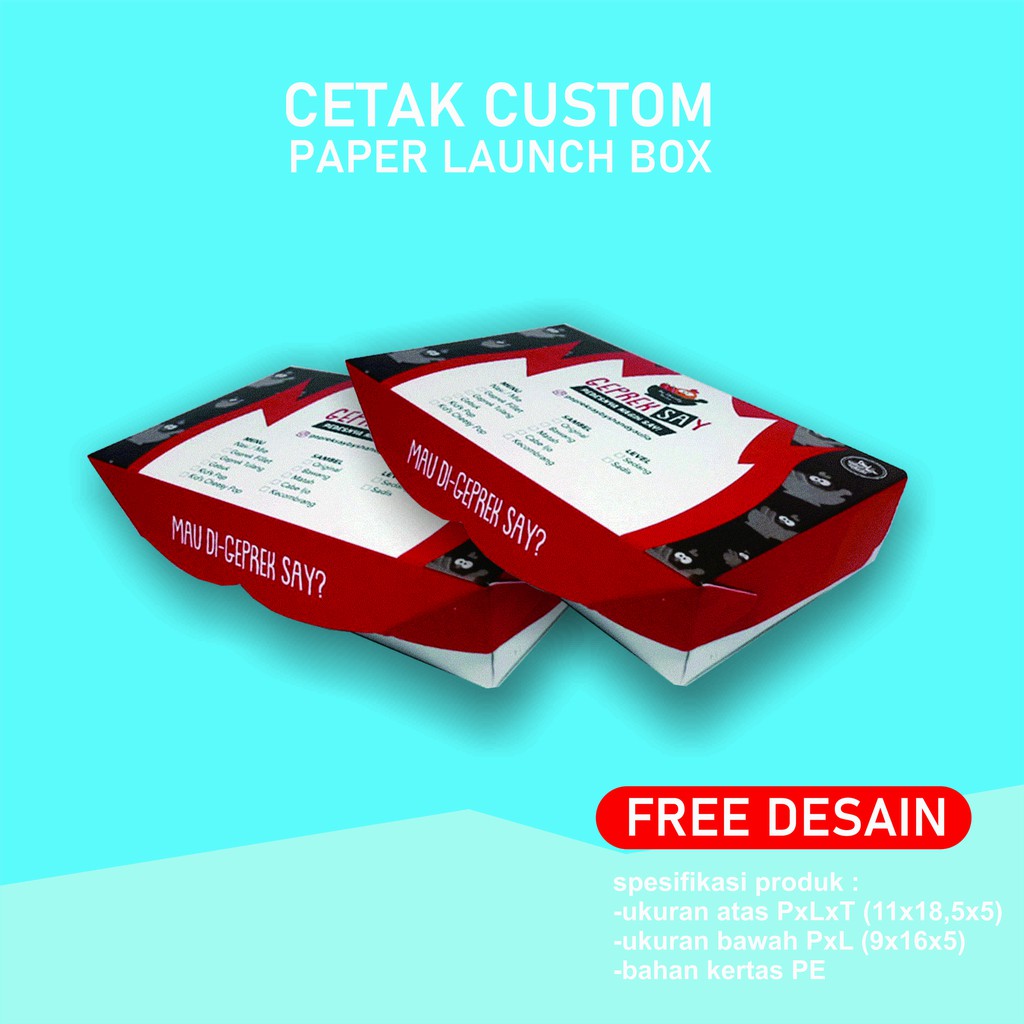 

TERLARIS paper lunch box size M custom full colour /sablon lunch box - FREE DESAIN