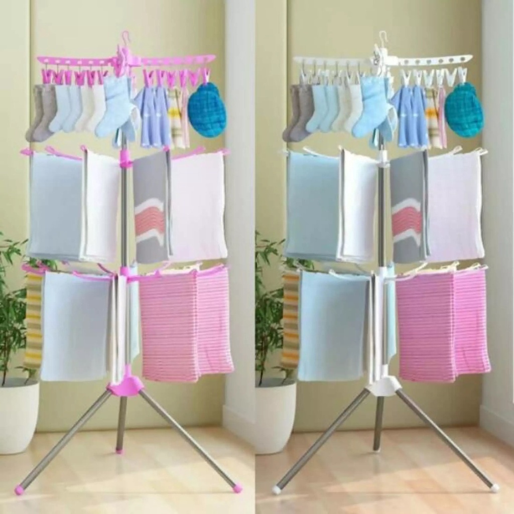 TURUN HARGA PRODUK BARU!! Foldable Clothes Drying Airer Rak jemuran lipat / jemuran model menara warna putih TERMURAH