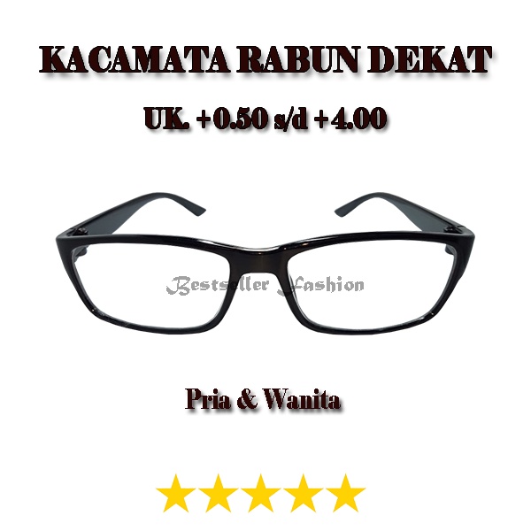 Kacamata Baca Plus (+) ukuran +0.50 sampai +4.00 Bingkai Hitam Kaca Mata Rabun Dekat Untuk Pria dan Wanita Unisex NOCASE