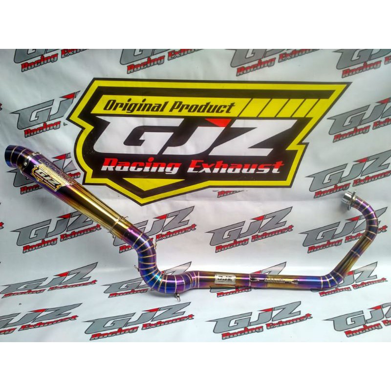 Knalpot racing kanan leher fullcacing bluemoon GJZ RACINGEXHAUST silincer terompet vixion
