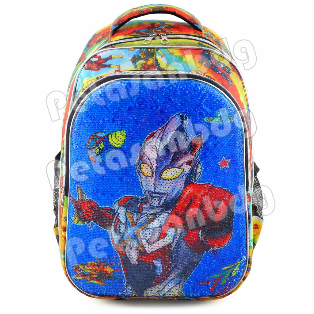 PTS - Tas Usap Ransel Sekolah Anak Cowo / Laki Laki Karakter USAP Swipe Crush - ULTRAMEN SPIDERMAN CAPTAIN AMERICA +BOTOL