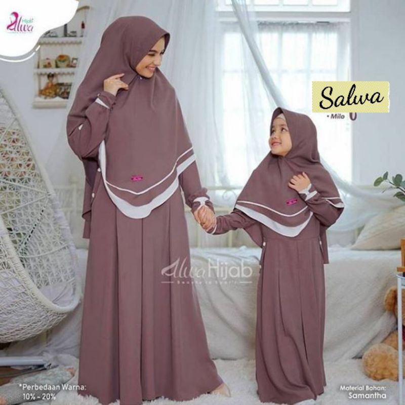 Baju Dress Gamis Syari Pasangan Bunda Ibu dan Anak Kid Kids And Mom Wanita Muslim Busui Free Hijab J