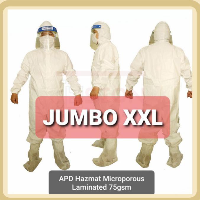 APD Hazmat Suit Microporous JUMBO XXL Big Size Baju Medis Kesehatan - Spunbond 45gsm