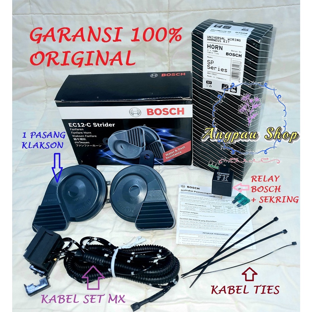 PAKET KOMPLIT BOSCH STRIDER EC12 ORIGINAL KLAKSON KEONG WATERPROOF 12V LENGKAP + KABEL RELAY SET MX RELAY BOSCH Termurah