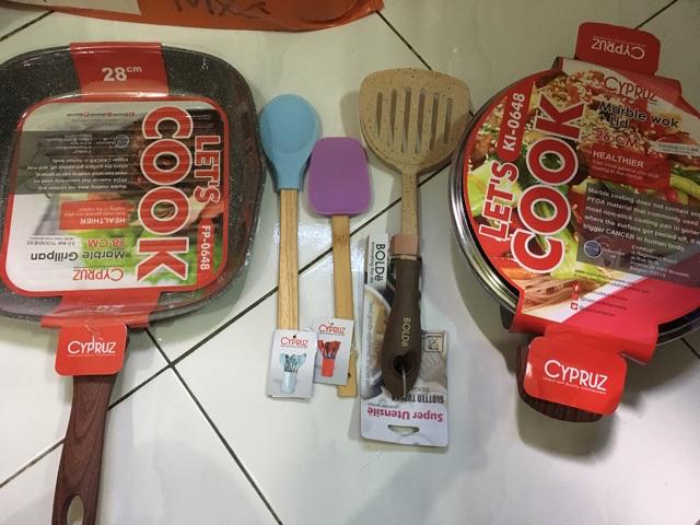 Ki0648 Cypruz 26cm Kuali Marble With Lid Induksi Wok Tutup Kaca