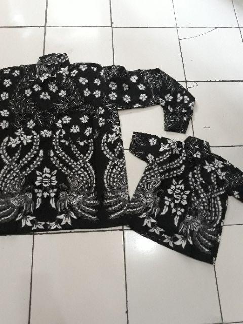 Couple Ayah Dan Anak Batik Manuk Cendrawasih Hitam Putih